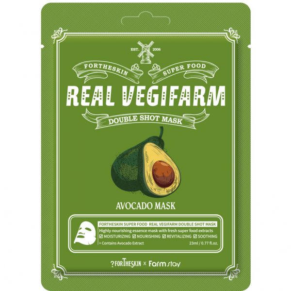 FORTHESKIN AVOCADO SUPER FOOD REAL VEGIFARM DOUBLE SHOT MASK - Avocado 23ml